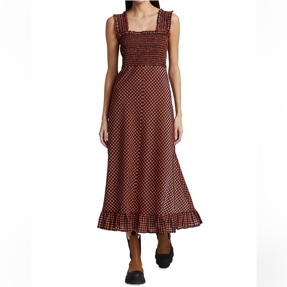 Ganni Dresses & Skirts - GANNI Seersucker Check Maxi Dress.
